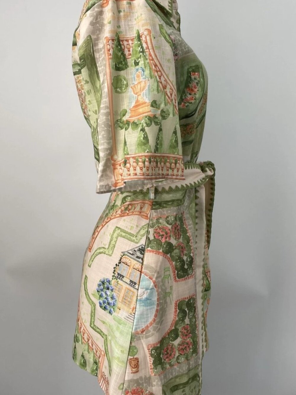 En Saison Womens Mini Shirt Dress Green/Multi Size S Sariyah Belted Button Up - Picture 7 of 11